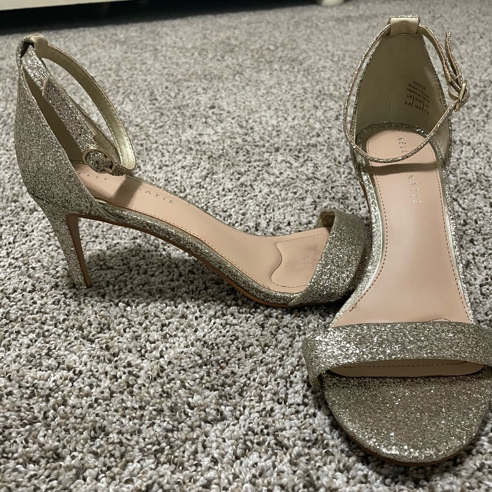 Kelly and Katie gold sparkly heels